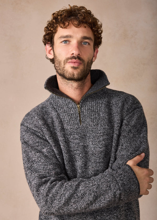 Men's Lambswool Quarter Zip Sweater | IrelandsEye | Dolmen