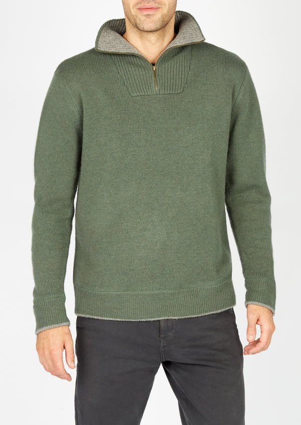 IrelandsEye Mens Zip Sweater | Duck Green
