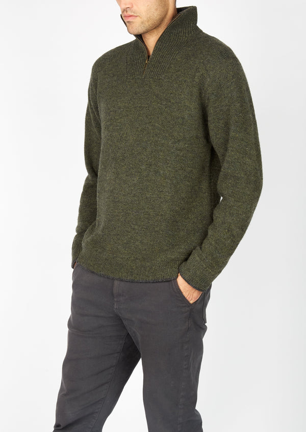 IrelandsEye Mens Zip Sweater | Green Marl