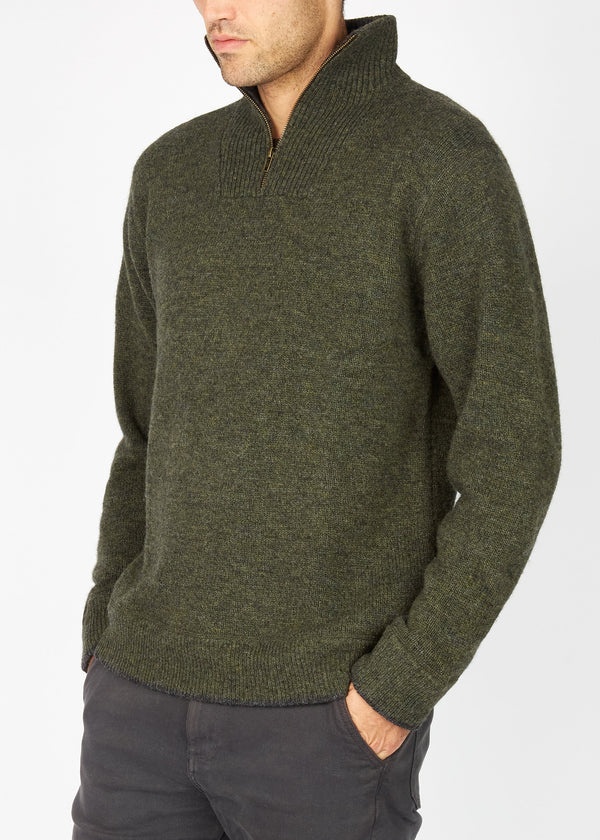 IrelandsEye Men's Half Zip Pullover | Green Marl