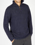 Men's Lambswool Quarter Zip Sweater | Navy Marl | IrelandsEye Knitwear