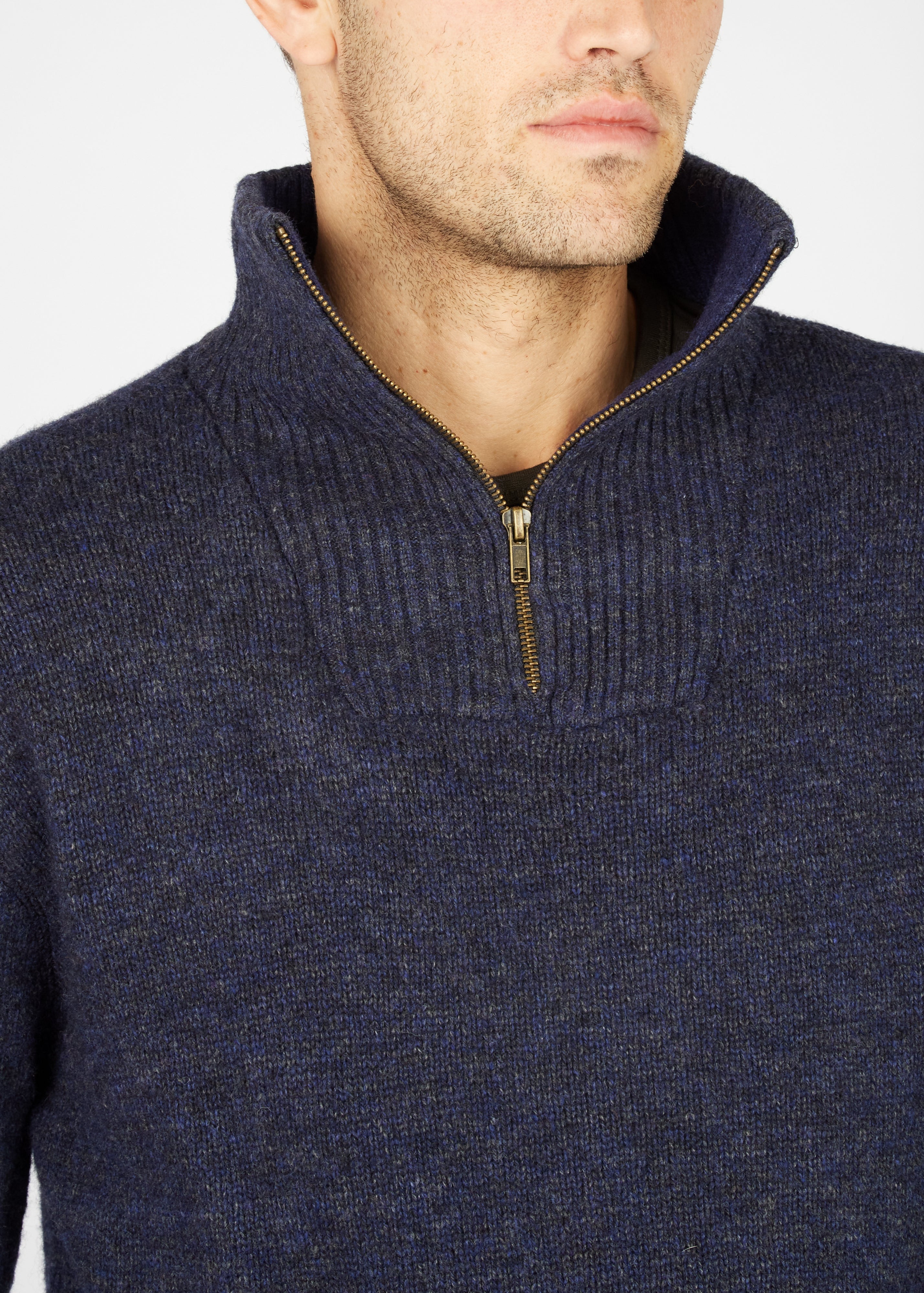 IrelandsEye Mens Half Zip Sweater | Navy Marl