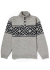 Men's Celtic Pattern Troyer Sweater | 100% Wool | Oatmeal