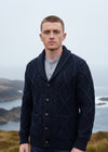 Men's Shawl Button Cardigan | Navy Green Mix