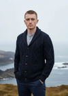 Men's Shawl Button Cardigan | Navy Green Mix