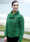 Patchwork Ladies Aran Cardigan | Green