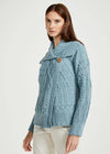 Patchwork Ladies Aran Cardigan | Mist Marl