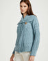 Patchwork Ladies Aran Cardigan | Mist Marl
