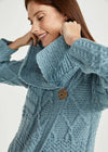 Patchwork Ladies Aran Cardigan | Mist Marl