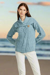 Patchwork Ladies Aran Cardigan | Mist Marl