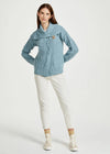 Patchwork Ladies Aran Cardigan | Mist Marl