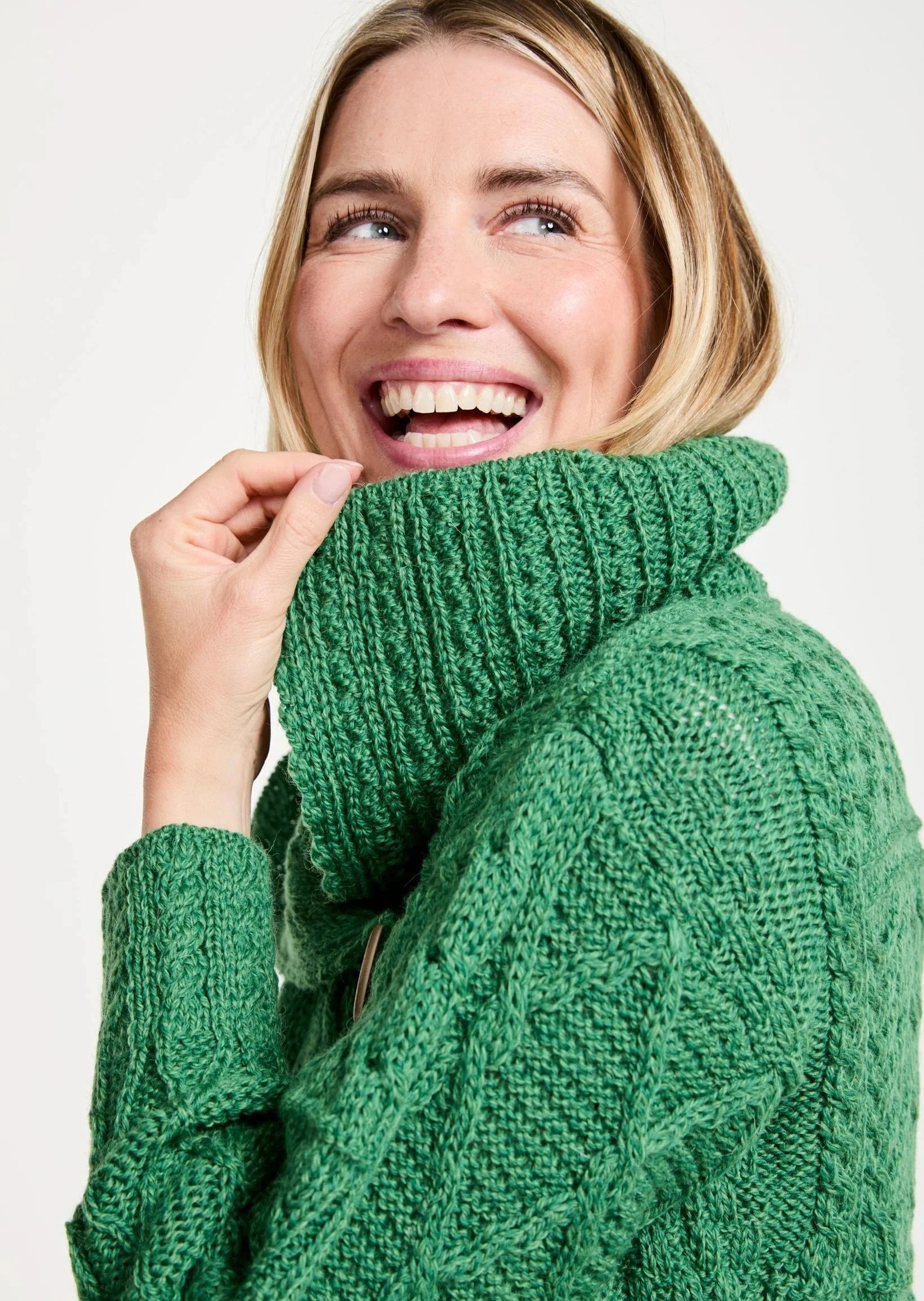 Patchwork Ladies Aran Cardigan | Green