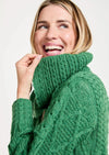 Patchwork Ladies Aran Cardigan | Green