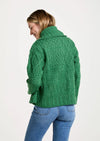 Patchwork Ladies Aran Cardigan | Green