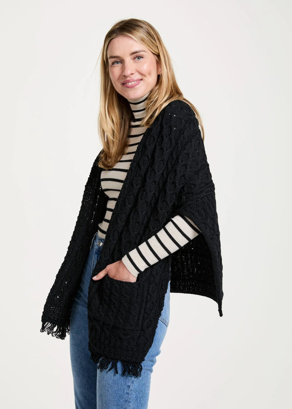 Aran Pocket Shawl | Black