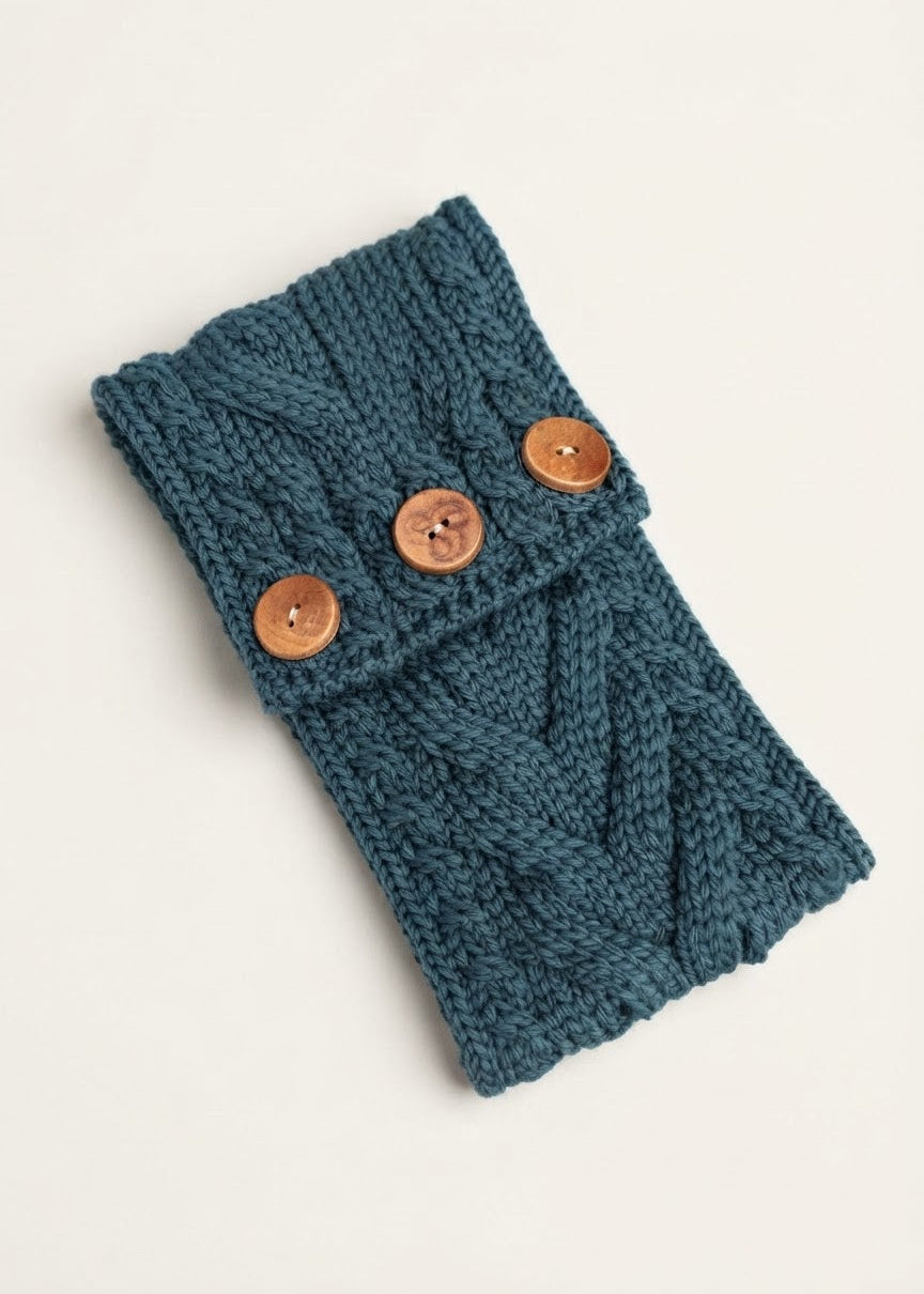 Women's Aran Button Headband | Irish Sea