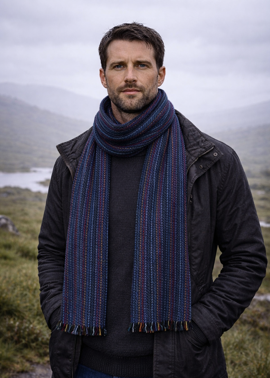 Mucros Donegal Wool Scarf | Blue