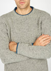 Roundstone Cashmere Blend Sweater | Men's Irish Wool Knitwear | Light Grey