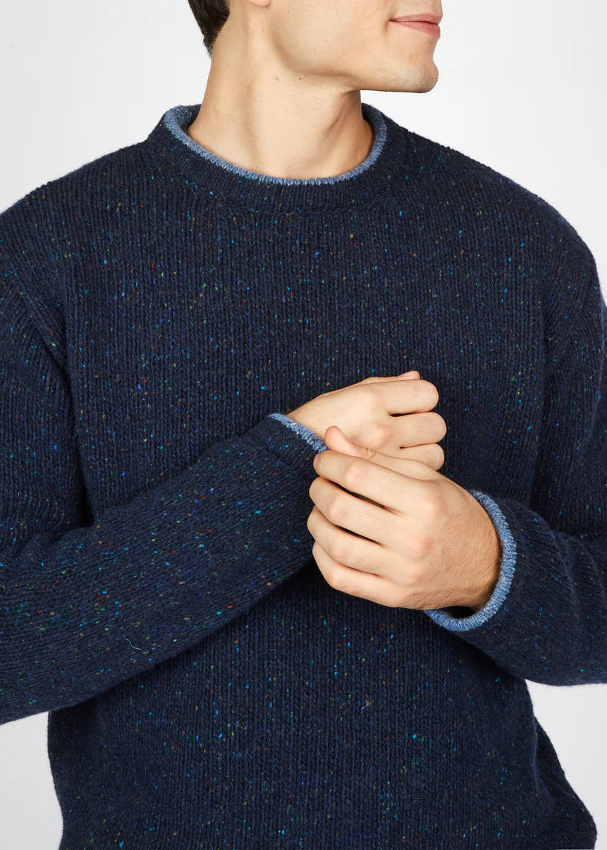 Men's Roundstone Wool Cashmere Sweater - Navy | Ireland's Eye Knitwear