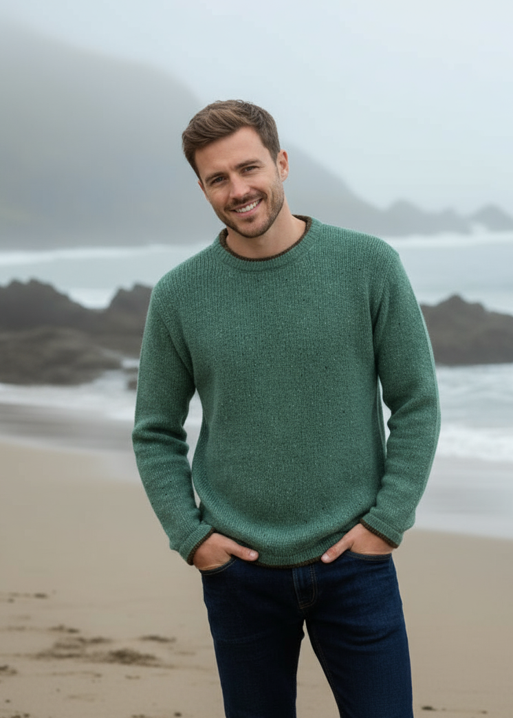 IrelandsEye Roundstone Sweater | Green Wave