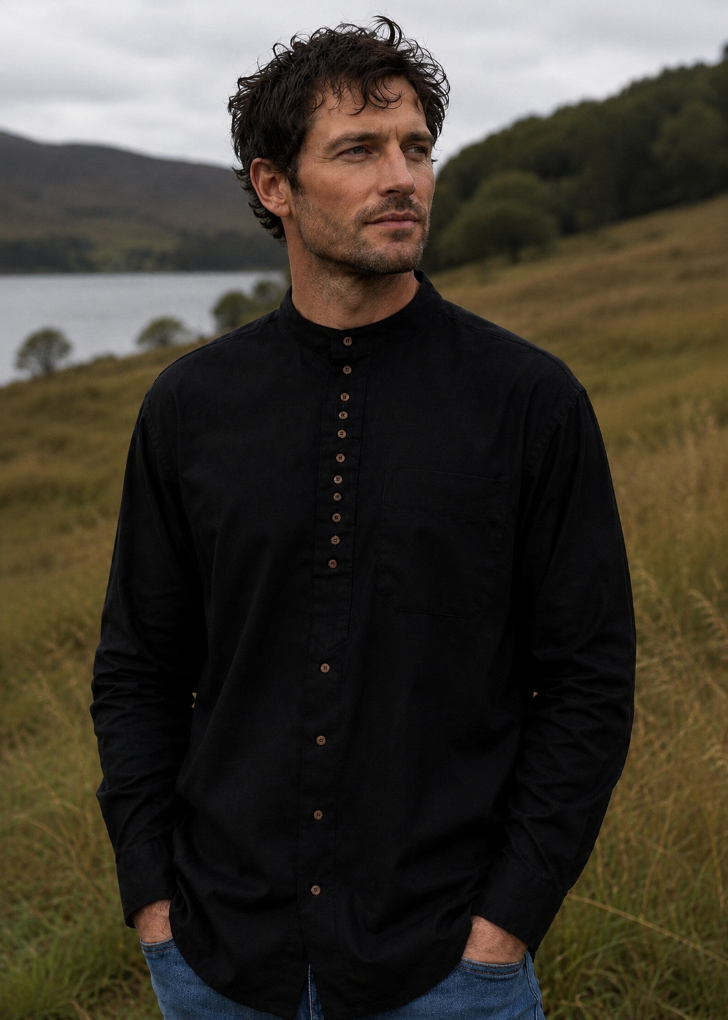 Civilian Men's Grandfather Shirt | Black