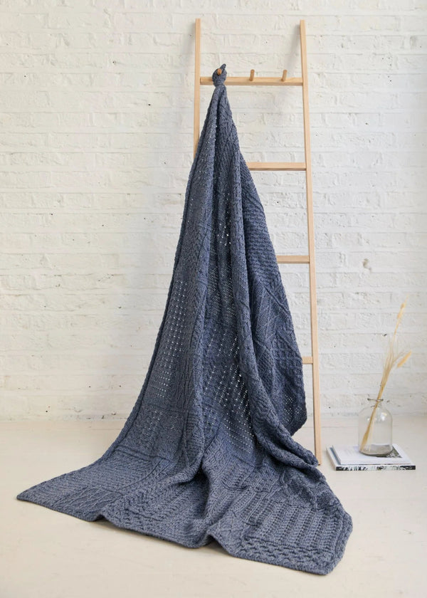 Aran Patchwork Blanket | Denim