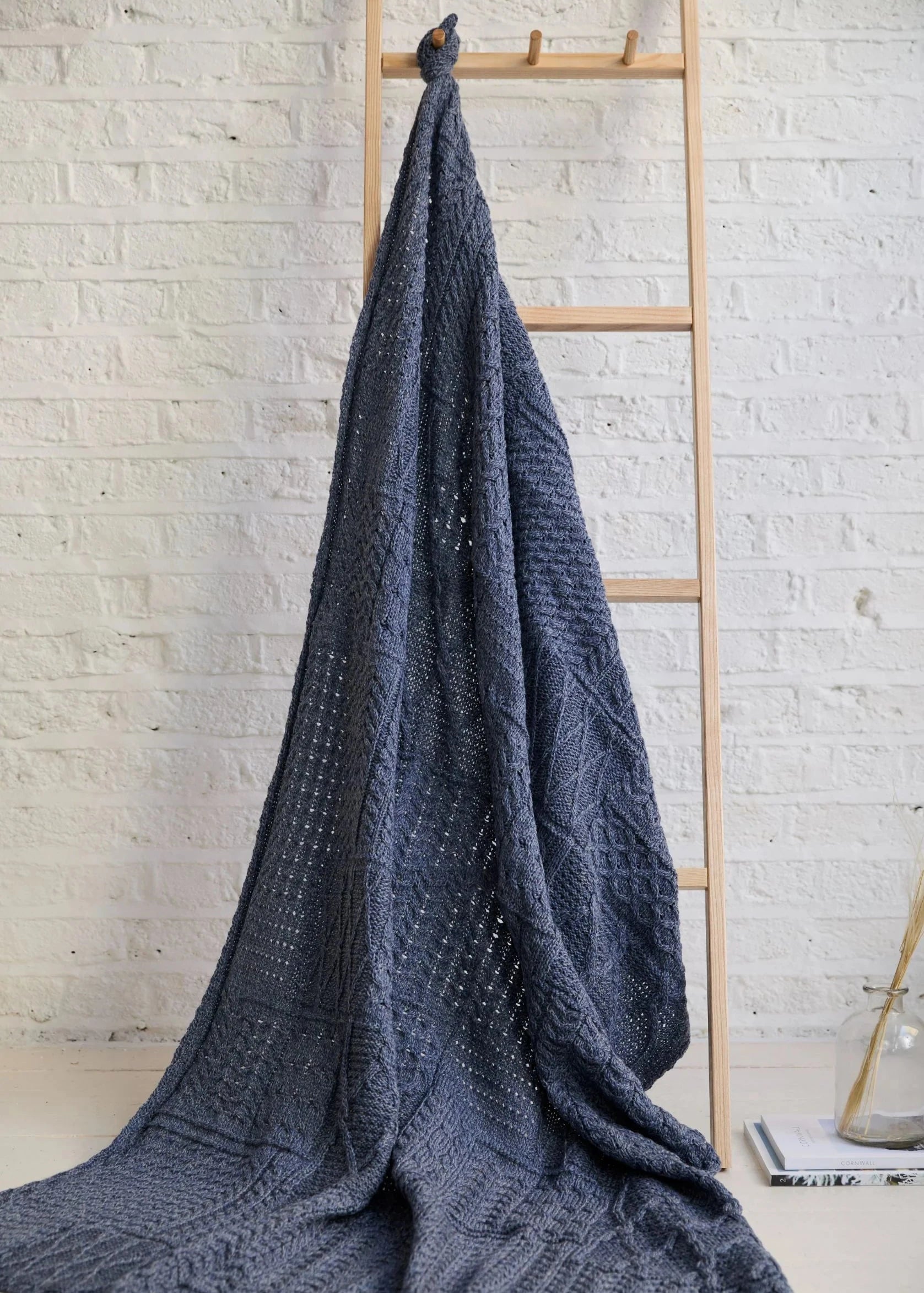 Aran Patchwork Blanket | Denim