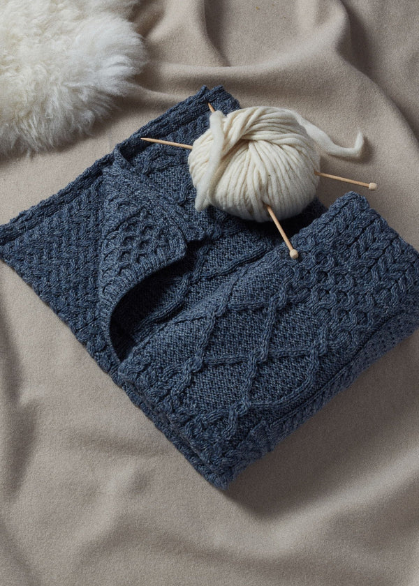 Aran Patchwork Blanket | Denim