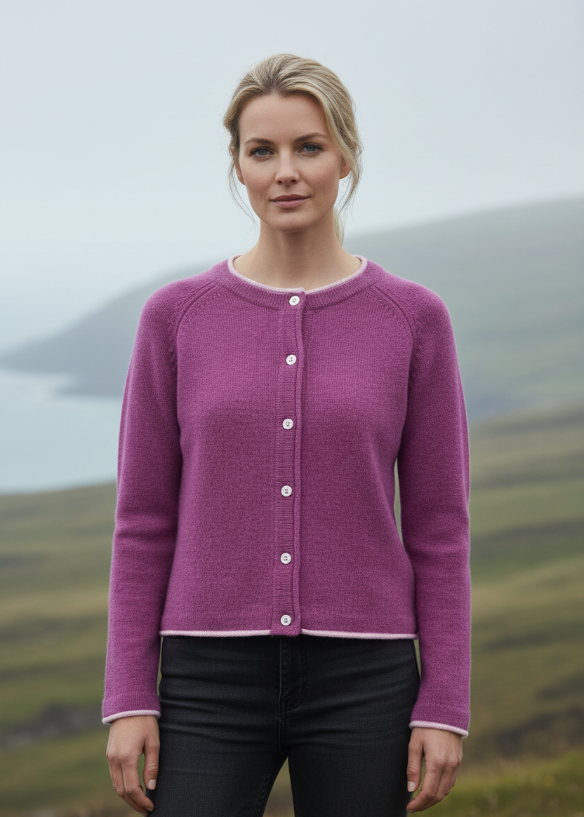 IrelandsEye Killiney Cardigan | Boysen Berry Wool-Cashmere Blend
