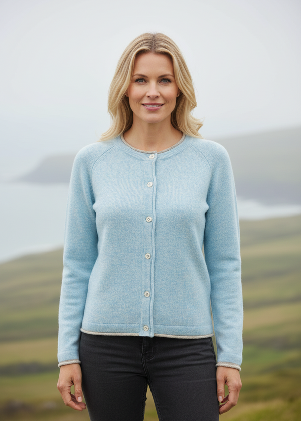 IrelandsEye Women's Killiney Cardigan | Pale Blue Wool-Cashmere Blend