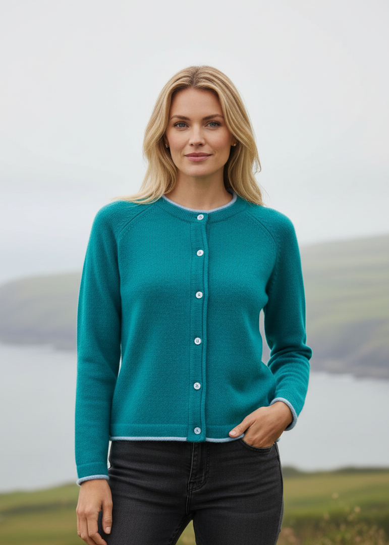IrelandsEye Women's Killiney Cardigan | Persian Teal