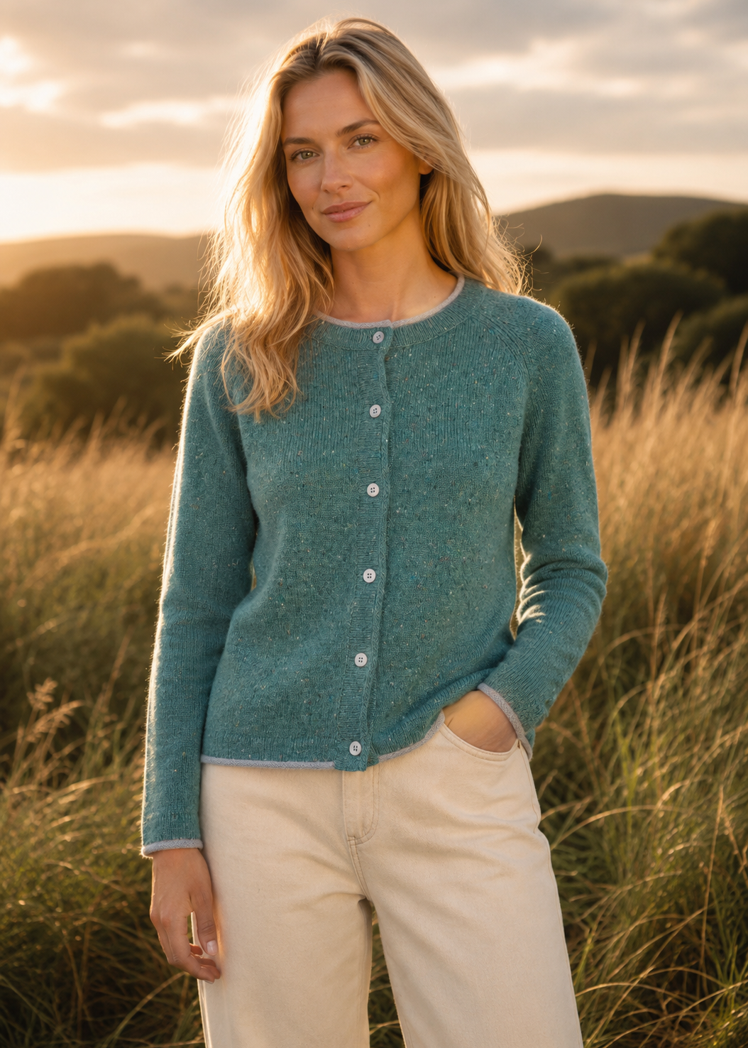 IrelandsEye Killiney Cardigan | Sea Green