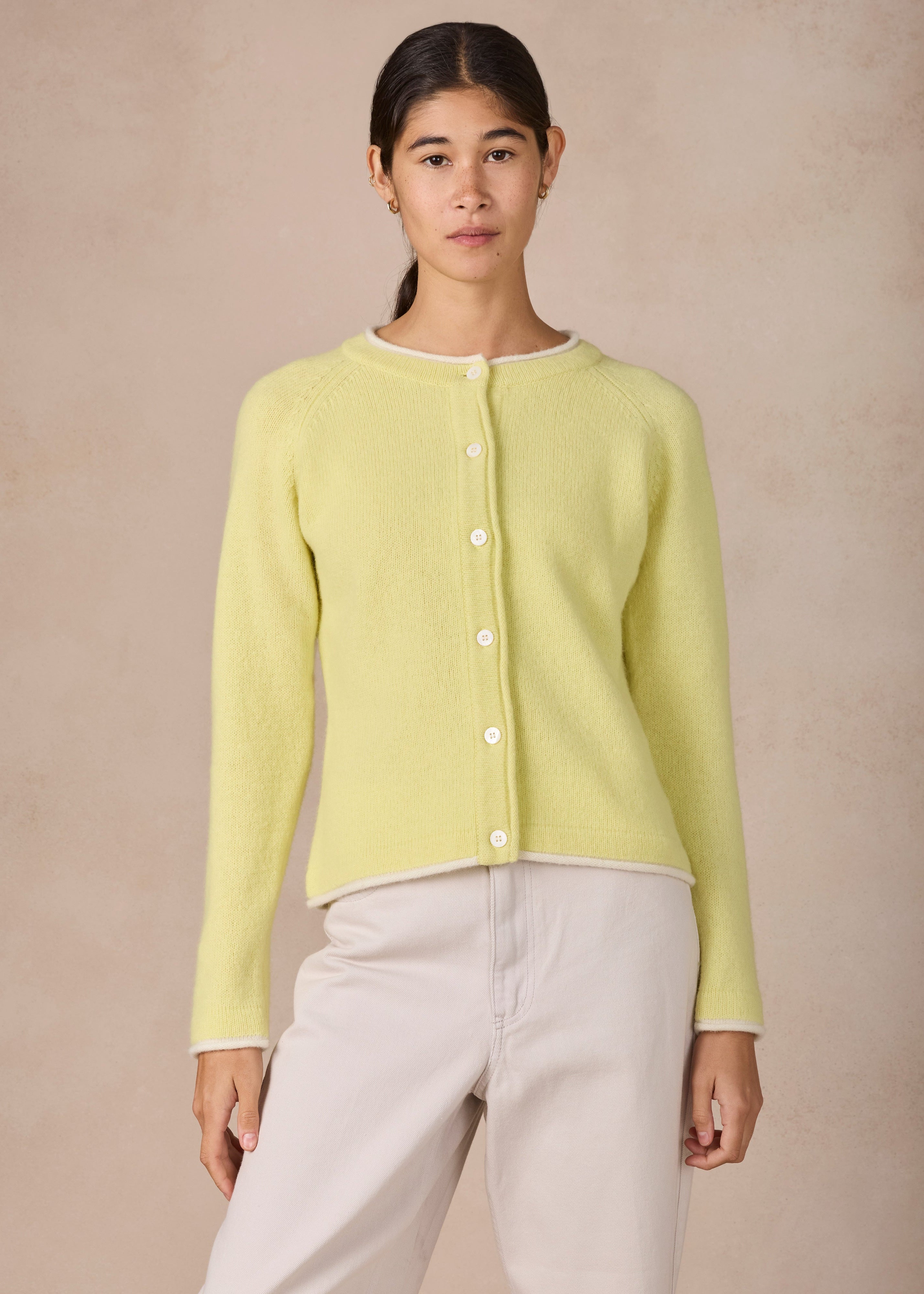 Ireland's Eye Killiney Cardigan - Wool Cashmere Blend | Lemon Zest