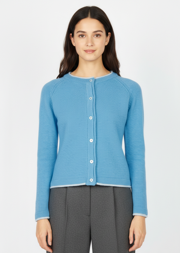 IrelandsEye Killiney Cashmere Mix Cardigan | Azure Blue