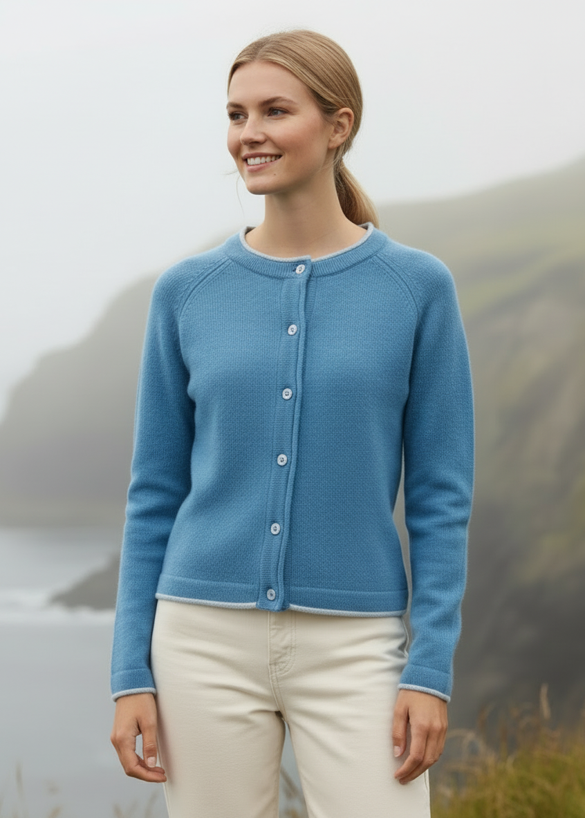 IrelandsEye Killiney Cardigan | Azure Blue