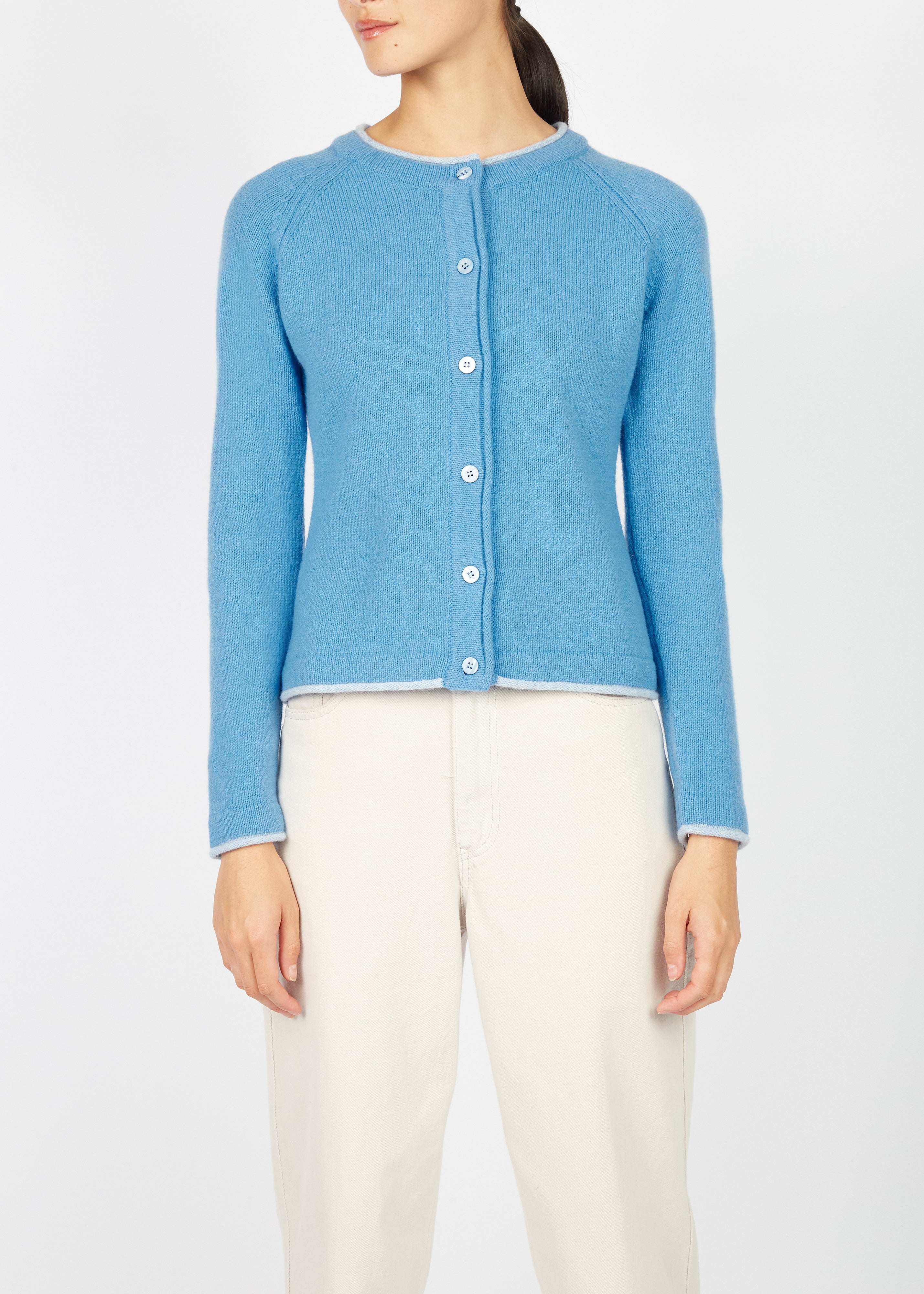 IrelandsEye Killiney Cashmere Mix Cardigan | Azure Blue