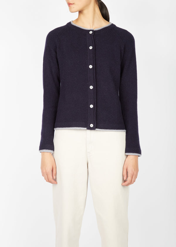 Killiney Wool Cashmere Cardigan Navy | Premium Irish Knitwear