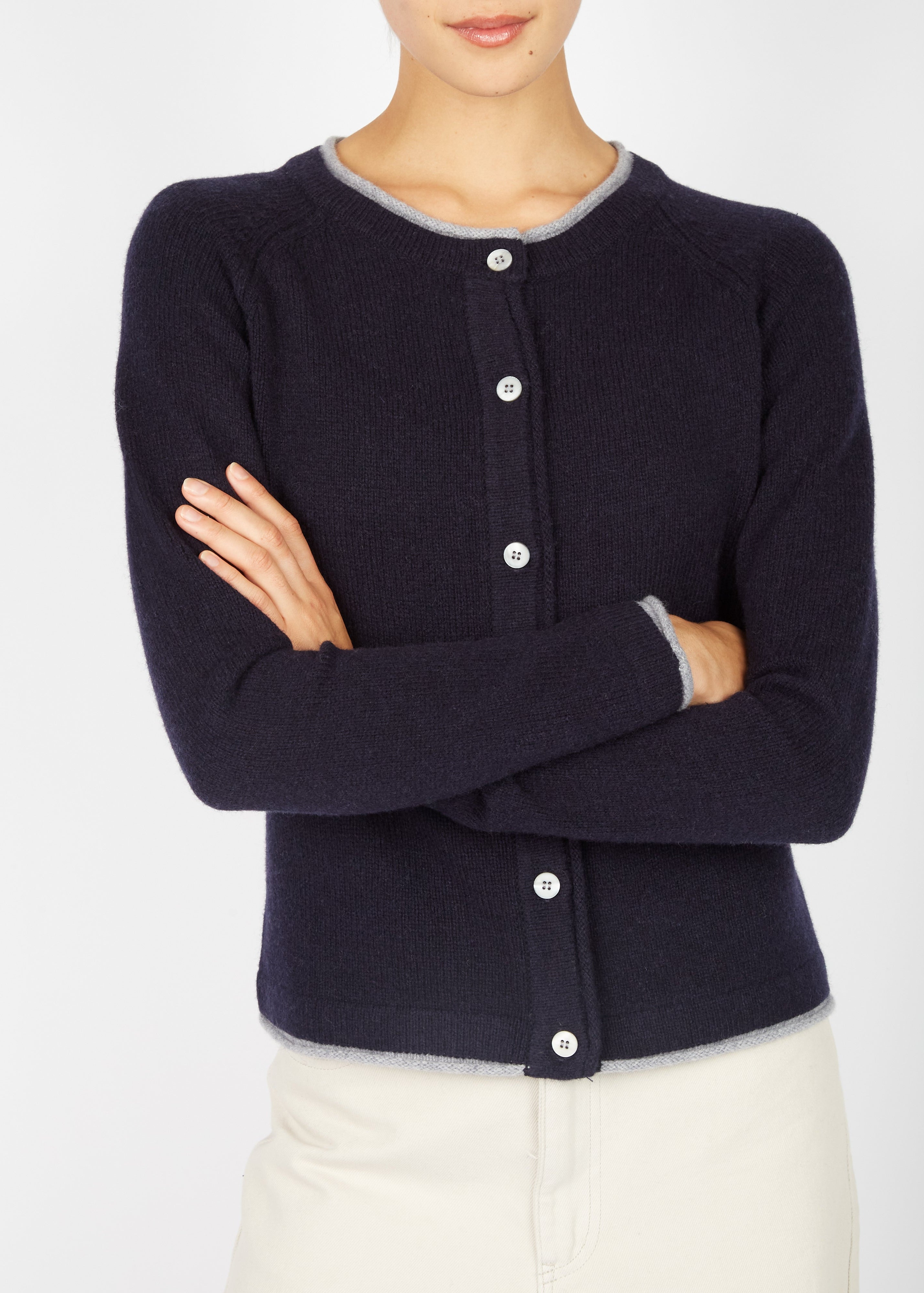 Killiney Wool Cashmere Cardigan Navy | Premium Irish Knitwear