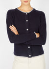 Killiney Wool Cashmere Cardigan Navy | Premium Irish Knitwear
