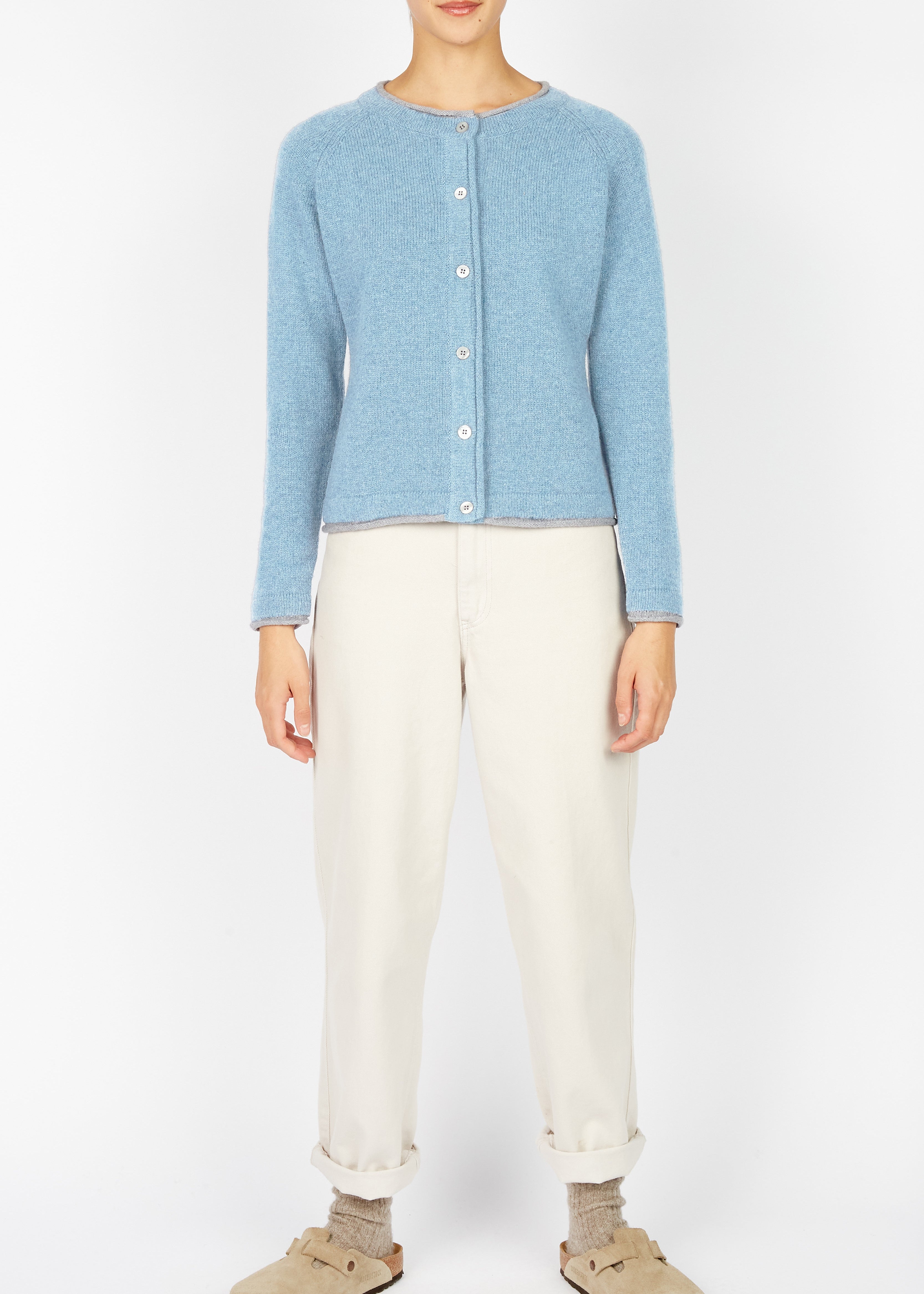 IrelandsEye Women's Killiney Cardigan | Pale Blue Wool-Cashmere Blend