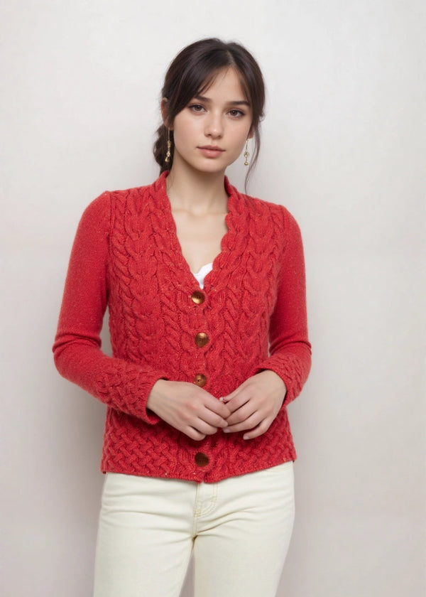 IrelandsEye Horseshoe Aran Cardigan | Chilli
