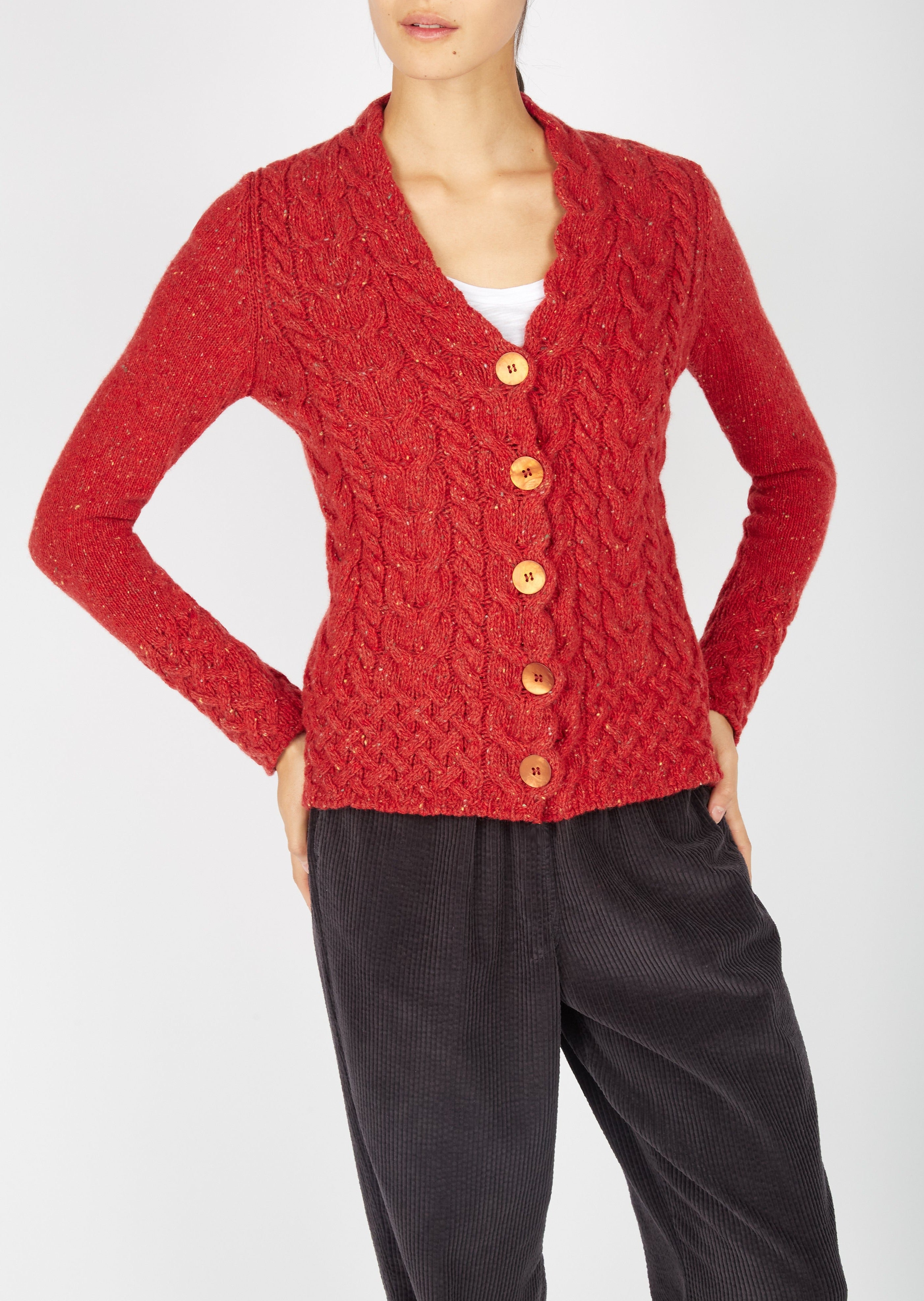 IrelandsEye Horseshoe Aran Cardigan | Chilli
