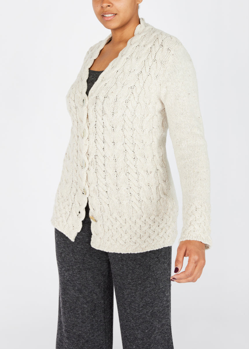 IrelandsEye Horseshoe Aran Cardigan | Chalkstone