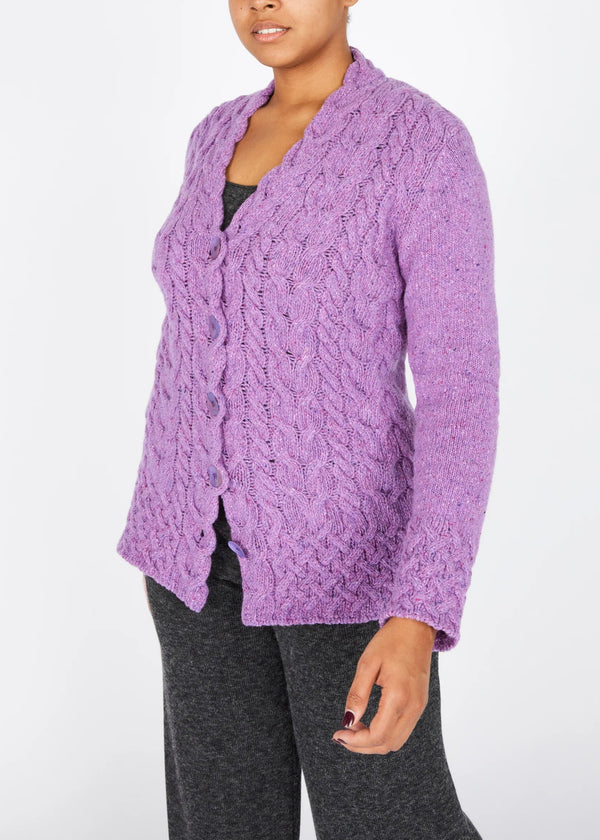IrelandsEye Horseshoe Aran Cardigan | Orchid