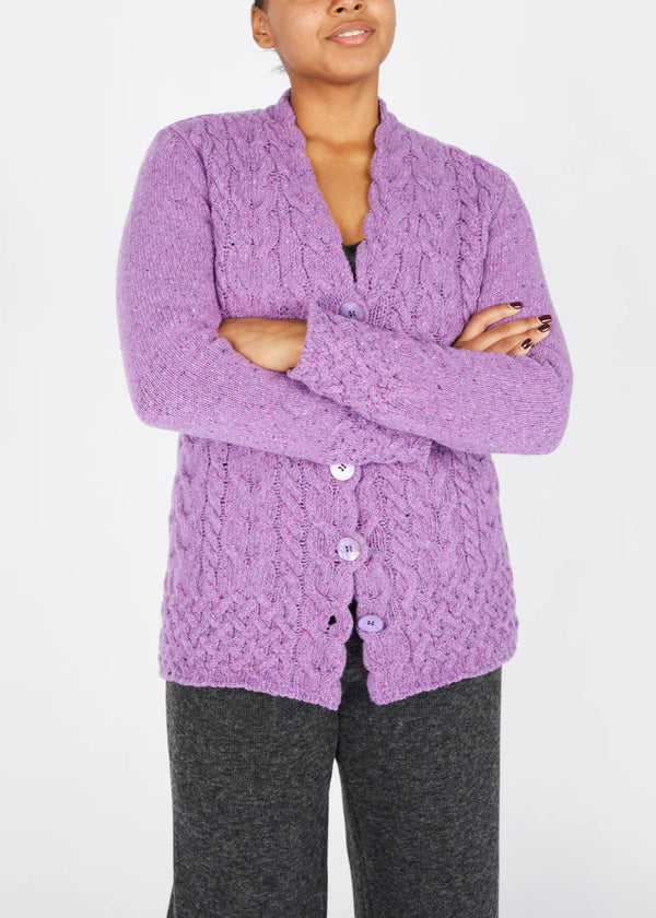 Horseshoe V Neck Aran Sweater | Orchid