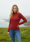 IrelandsEye Women's Trellis Aran Sweater | Chilli
