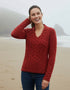 Horseshoe V Neck Aran Sweater | Chilli