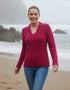 Women's V Neck Aran Sweater | Bramble Berry
