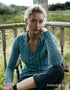 IrelandsEye Women's V Neck Aran Sweater | Ocean Mist