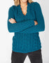 Horseshoe V Neck Aran Sweater | Teal Harbour